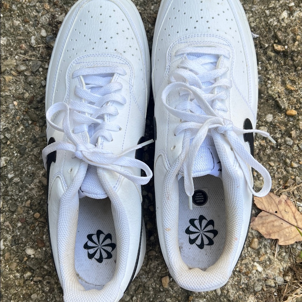 Nike Men's White and Black Court Sneakers - Picture 2 of 5